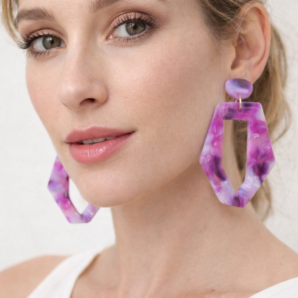Purple & Pink Marble Swirl Earrings